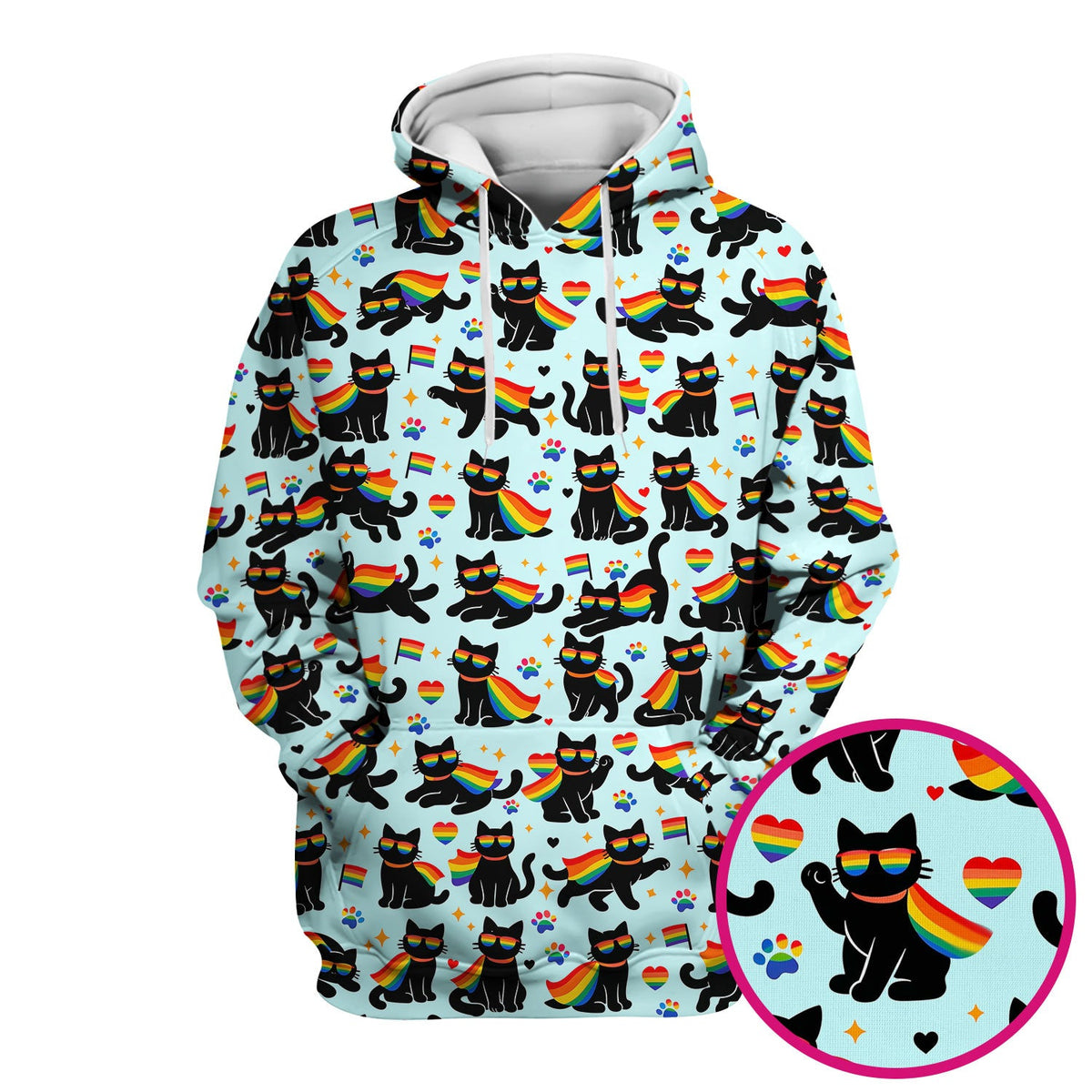 Rainbow Black Cat Pride Nurse Scrub Top