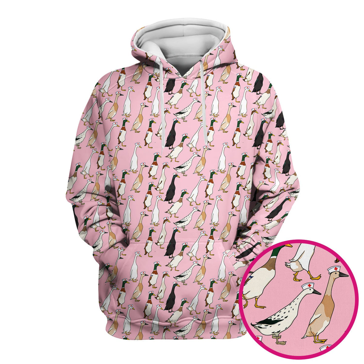 Duck Pattern Nurse Scrub Top