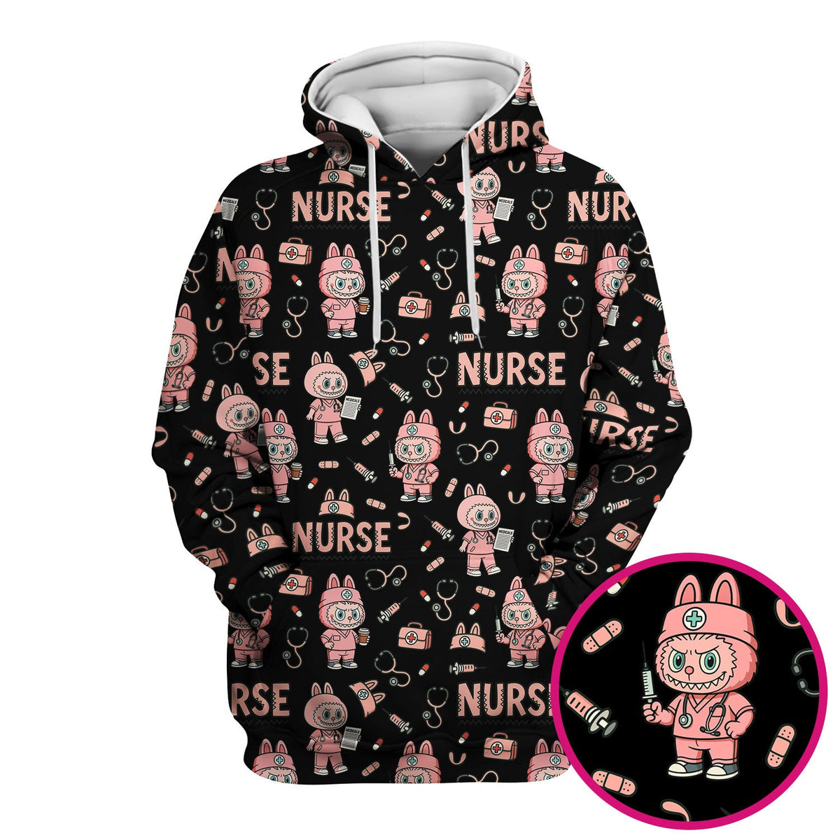 Bunny Cartoon Nurse Scrub Top