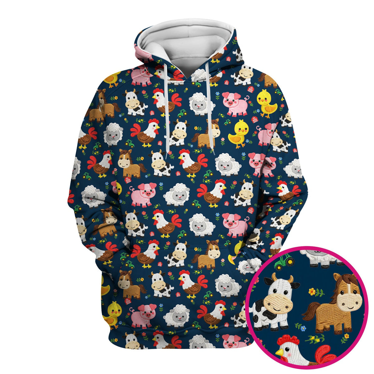 Cartoon Farm Animal Nurse Scrub Top