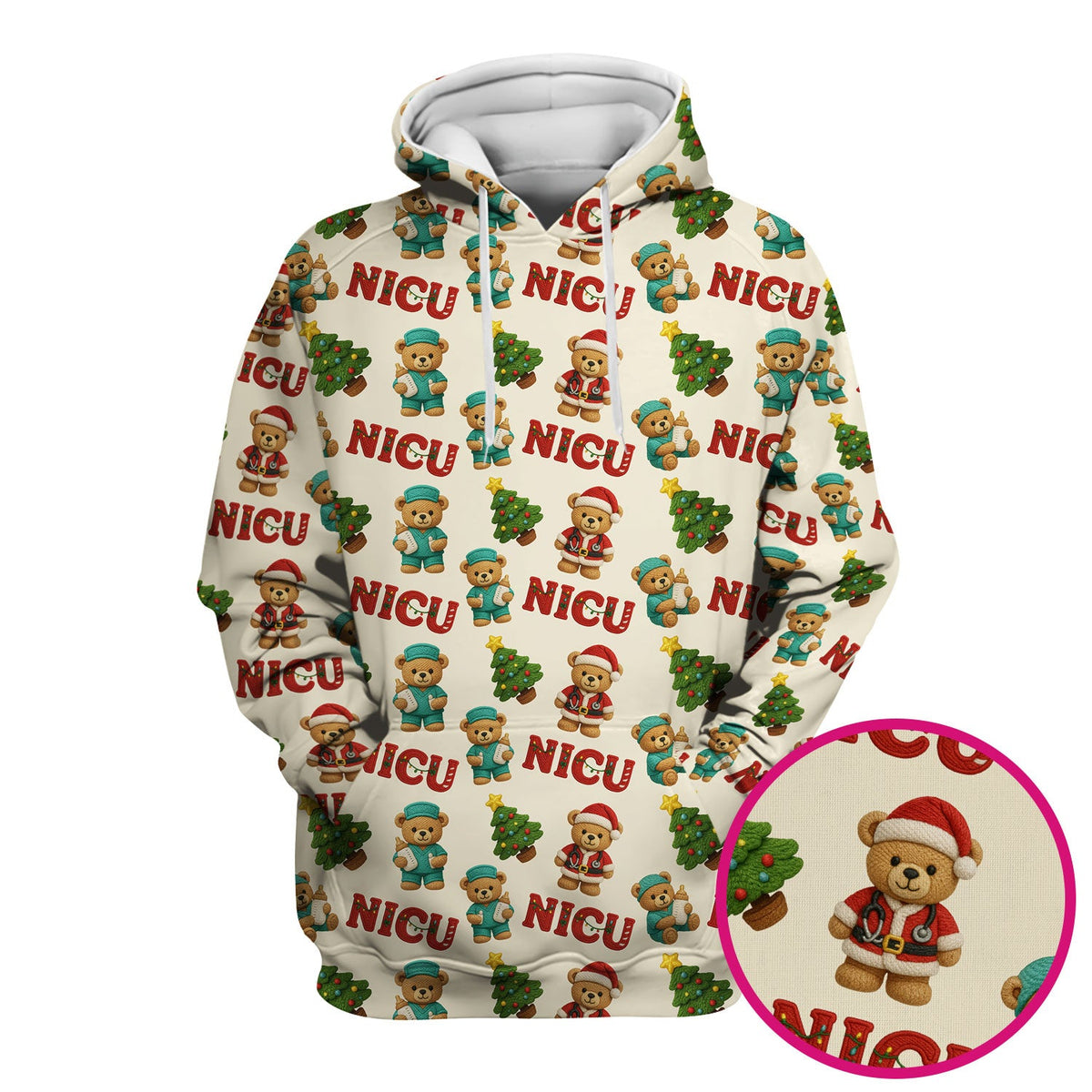 NICU Nurse Teddy Bear Scrub Top - Christmas Gift