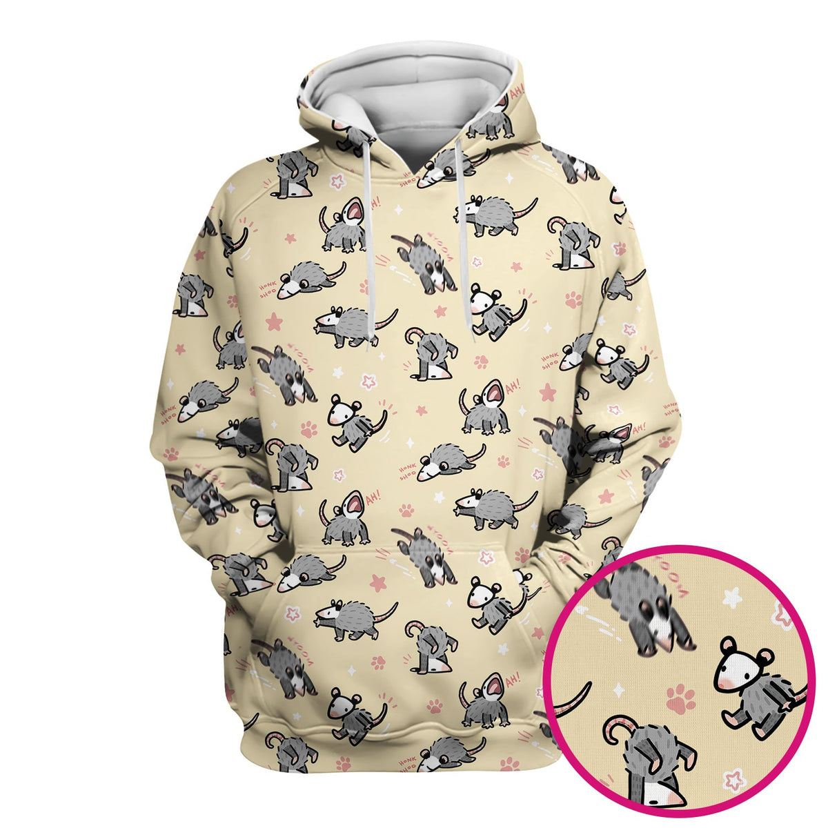 Cartoon Opossum Nurse Scrub Top