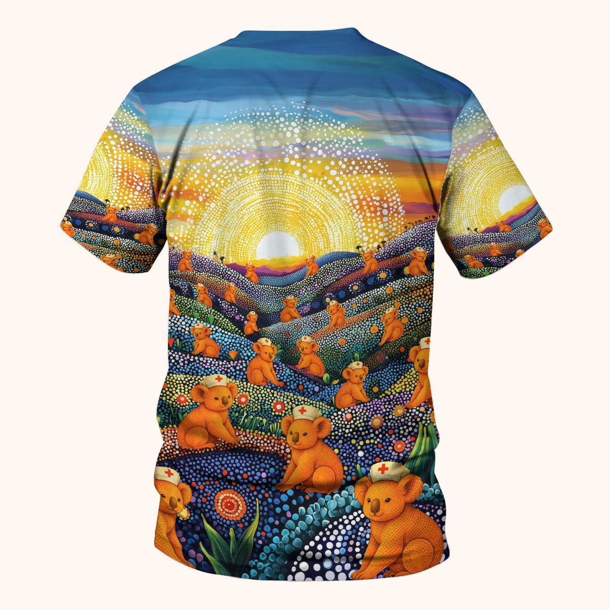 Australian Koala Dot Art Nurse Scrub Top - Women V-Neck Shirt