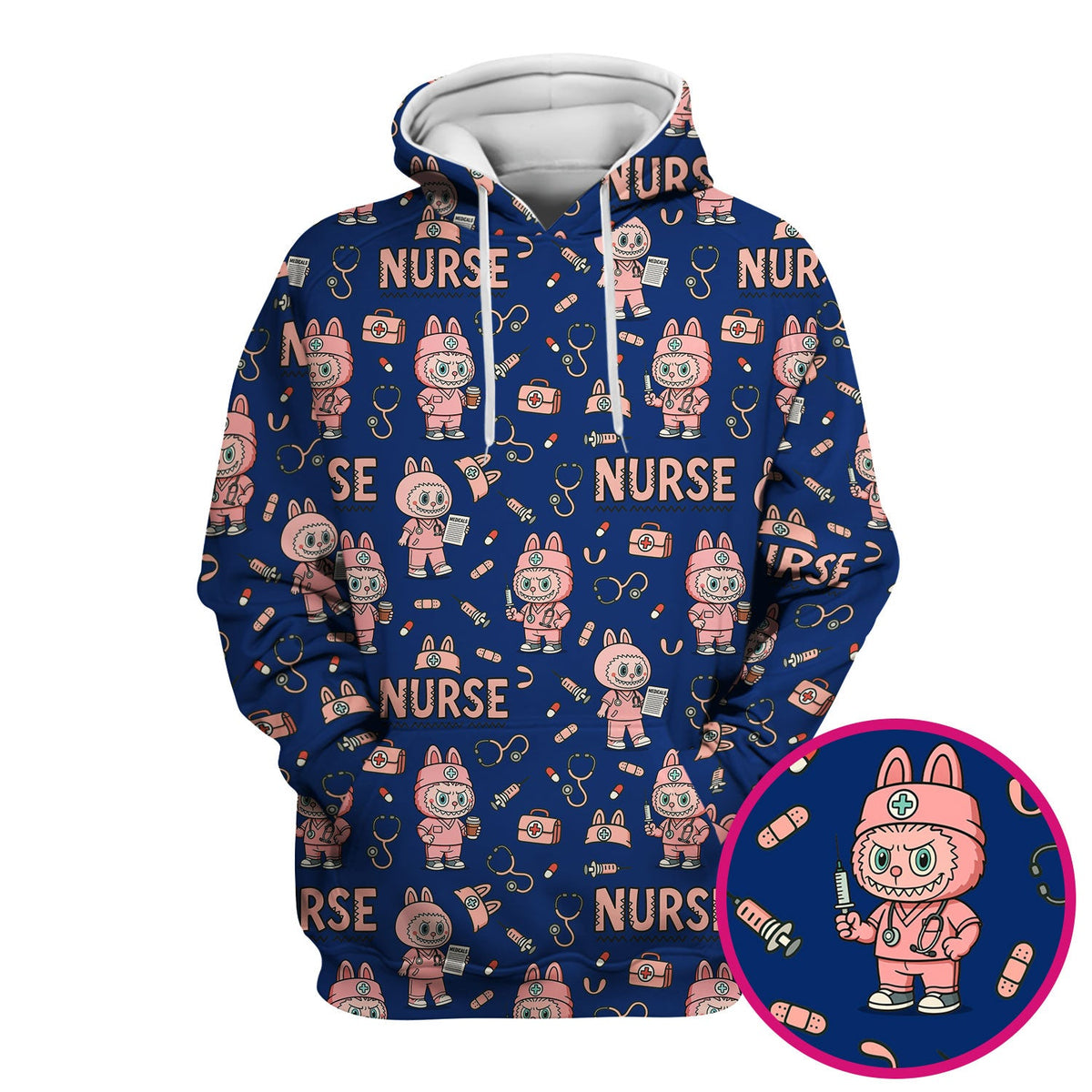 Bunny Cartoon Nurse Scrub Top