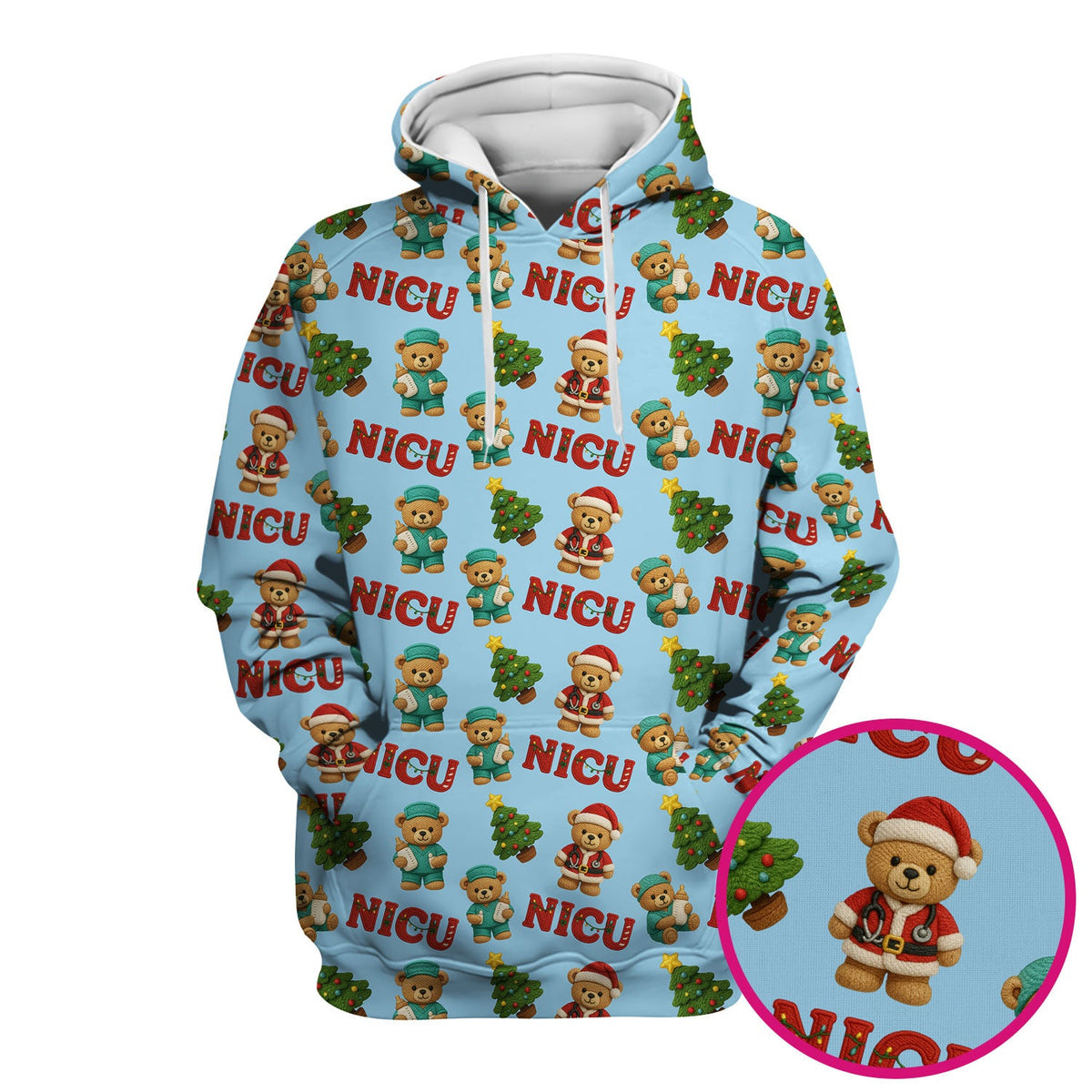 NICU Nurse Teddy Bear Scrub Top - Christmas Gift