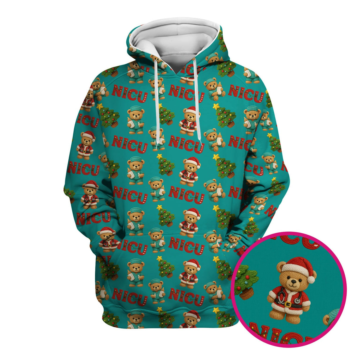 NICU Nurse Teddy Bear Scrub Top - Christmas Gift