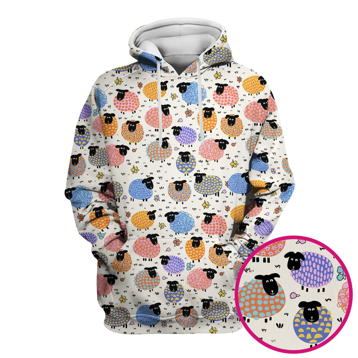 Adorable Colorful Sheep Nurse Scrub Top