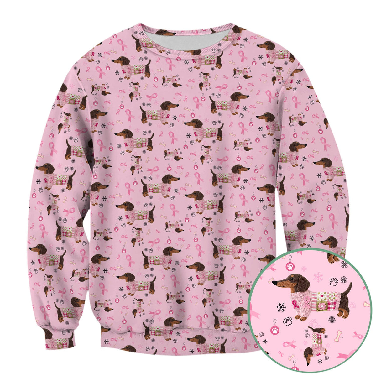 Pink Ribbon Dachshund Nurse Scrub Top