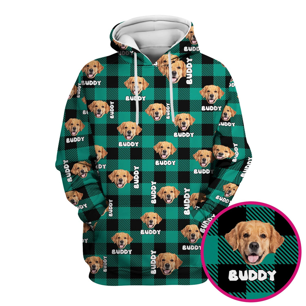 Custom Dog Face Scrub Top, Personalized Pet Photo Checkered Pattern Shirt, Custom Name Vet Tech Gift For Nursing