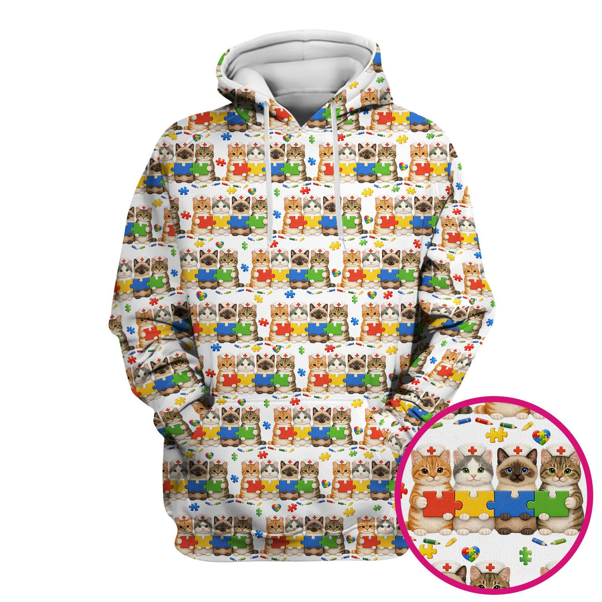 Autism Awareness Cat Nurse Scrub Top