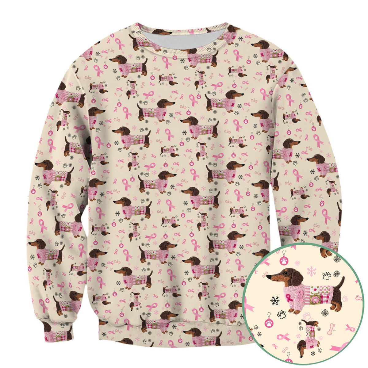 Pink Ribbon Dachshund Nurse Scrub Top