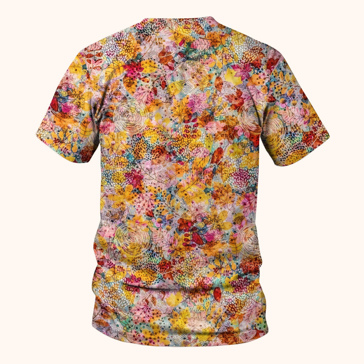 Autumn Floral Leaves Nurse Scrub Top