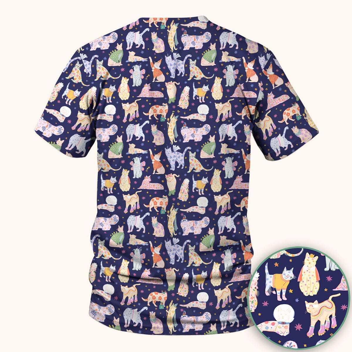 Colorful Cats Nurse Scrub Top
