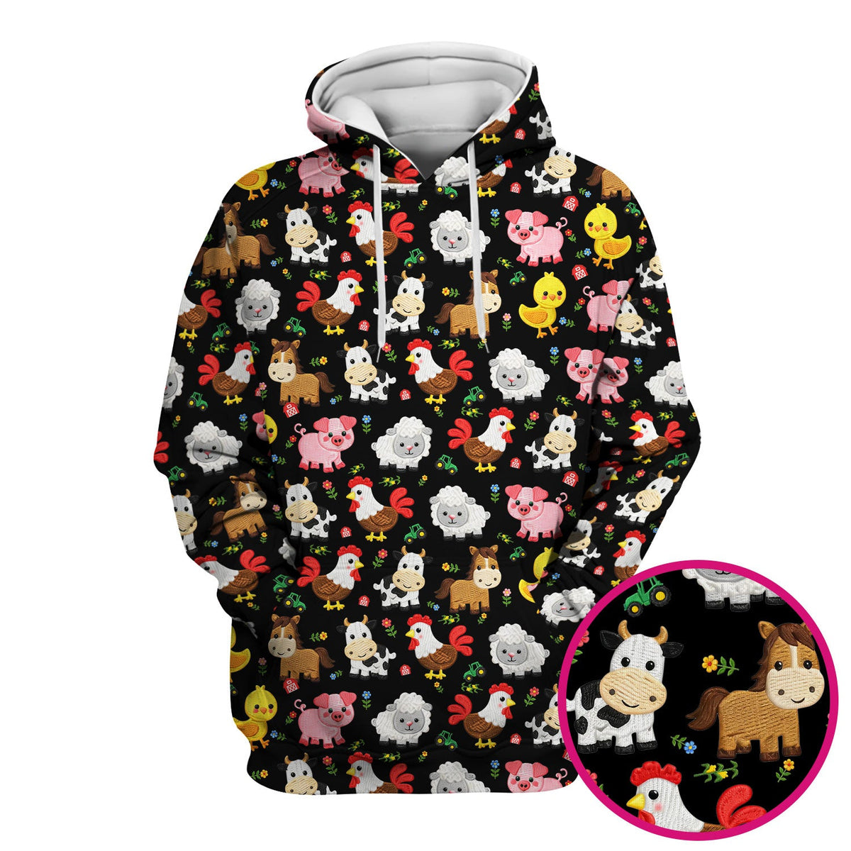 Cartoon Farm Animal Nurse Scrub Top