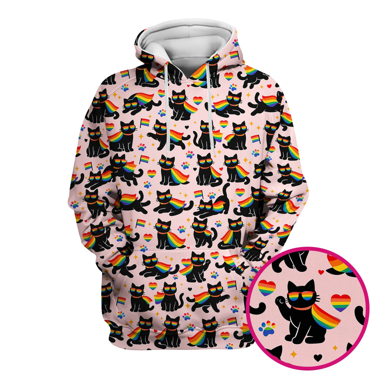 Rainbow Black Cat Pride Nurse Scrub Top