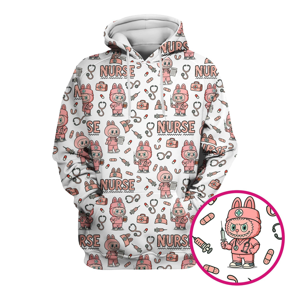 Bunny Cartoon Nurse Scrub Top