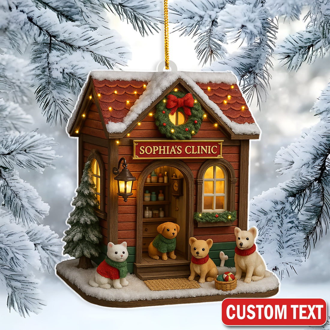 Personalized Veterinarian Clinic Christmas Ornament