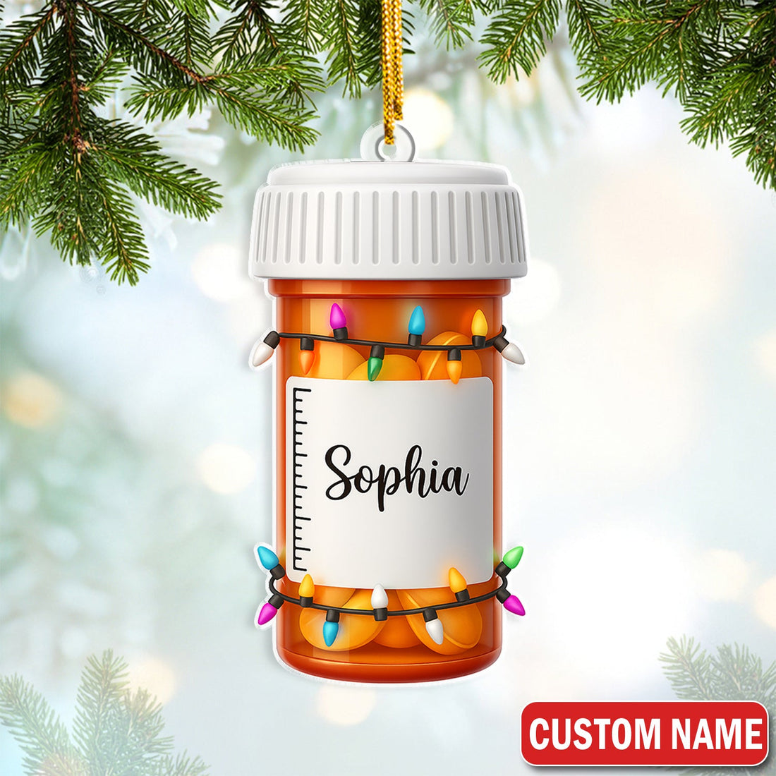 Personalized Pharmacy Pill Bottle Christmas Ornament