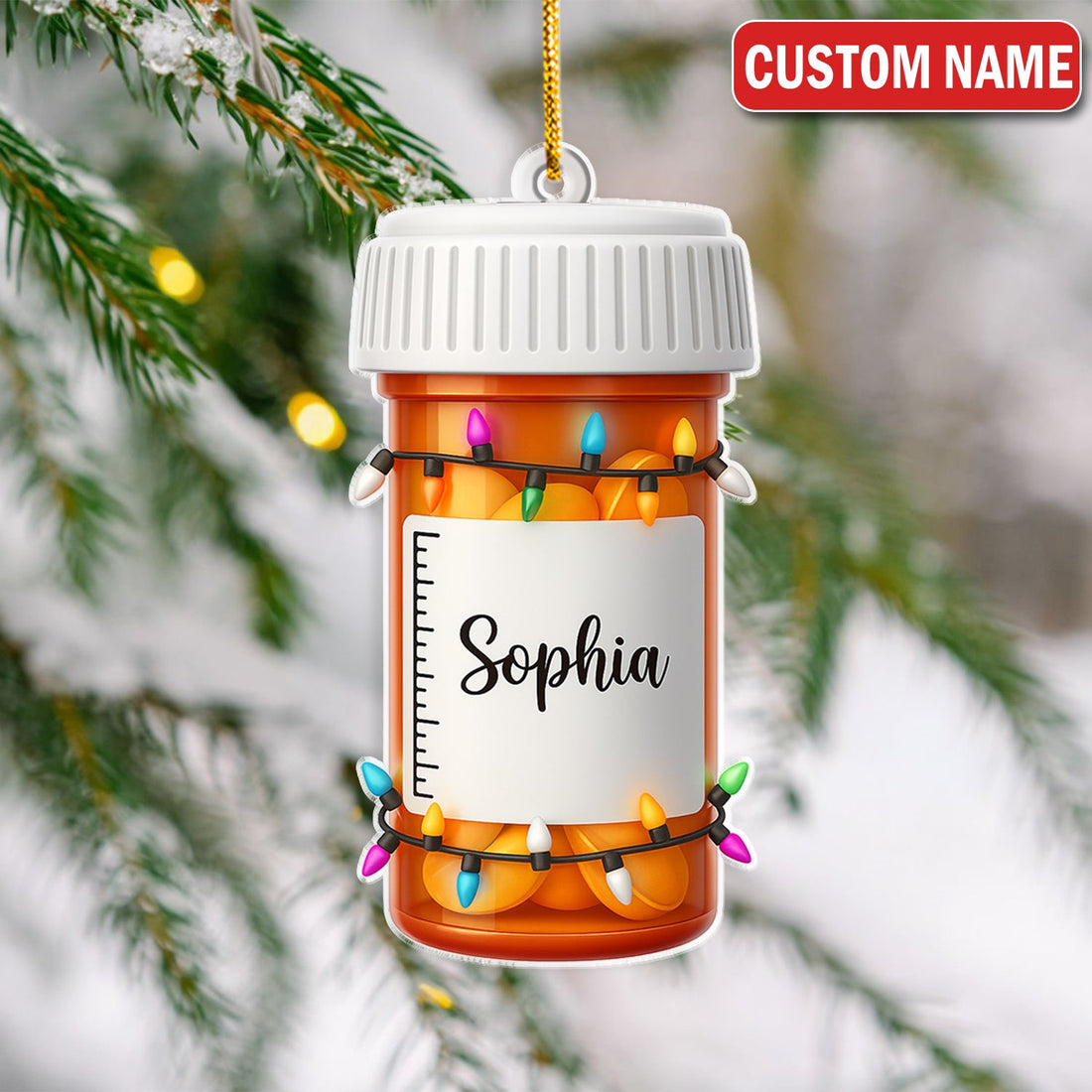 Personalized Pharmacy Pill Bottle Christmas Ornament