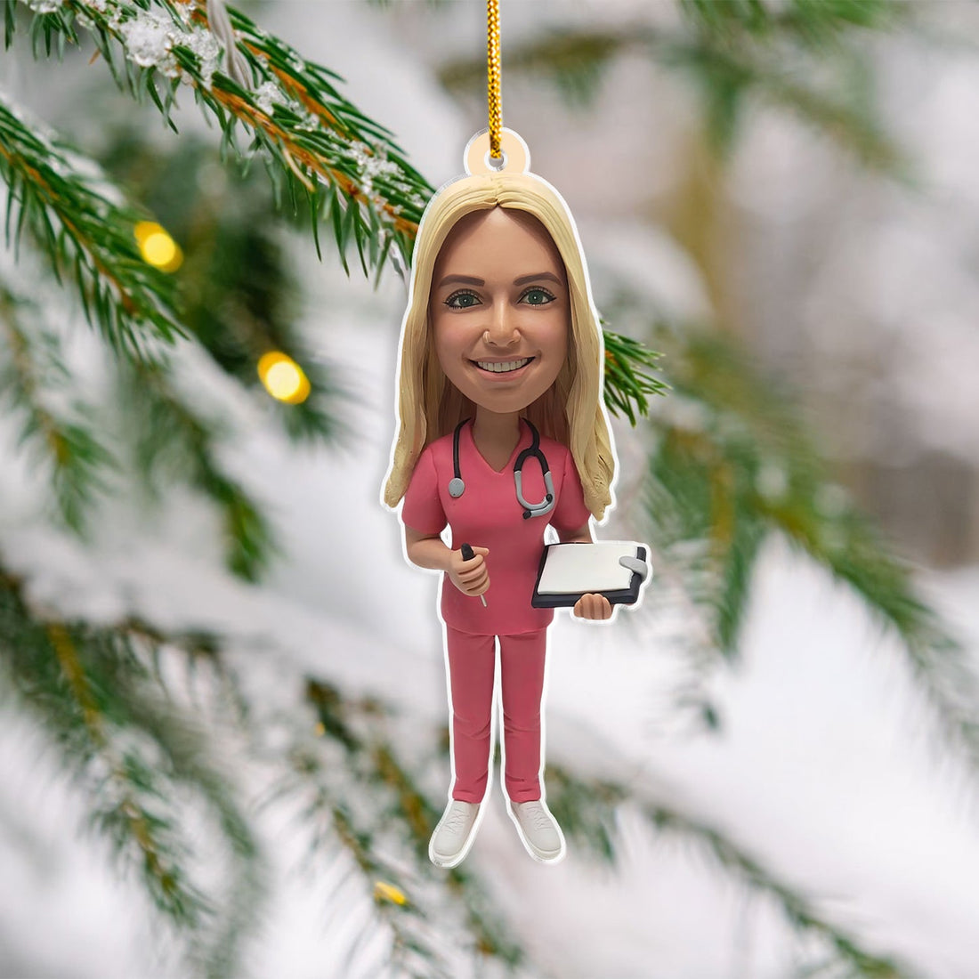 Personalized Funny Nurse Body Face Christmas Ornament