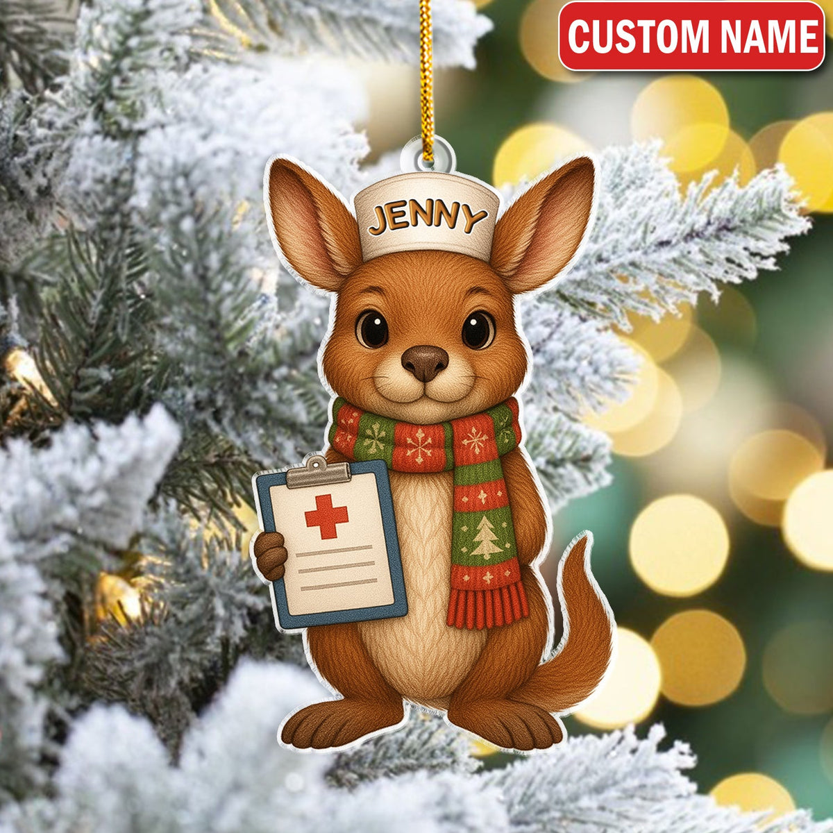 Personalized Aussie Kangaroo Nurse Christmas Ornament
