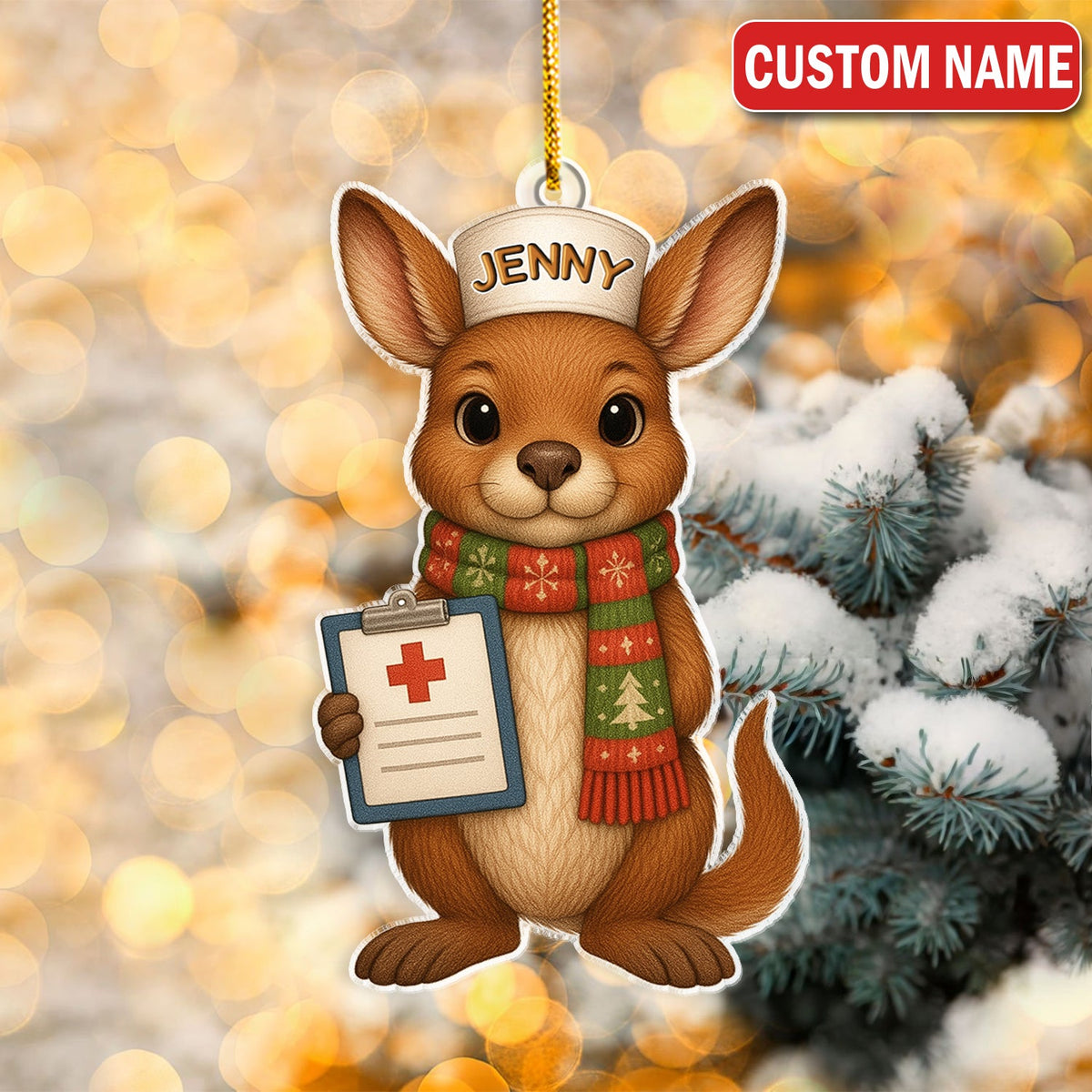 Personalized Aussie Kangaroo Nurse Christmas Ornament