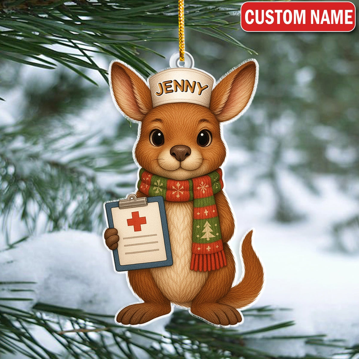 Personalized Aussie Kangaroo Nurse Christmas Ornament