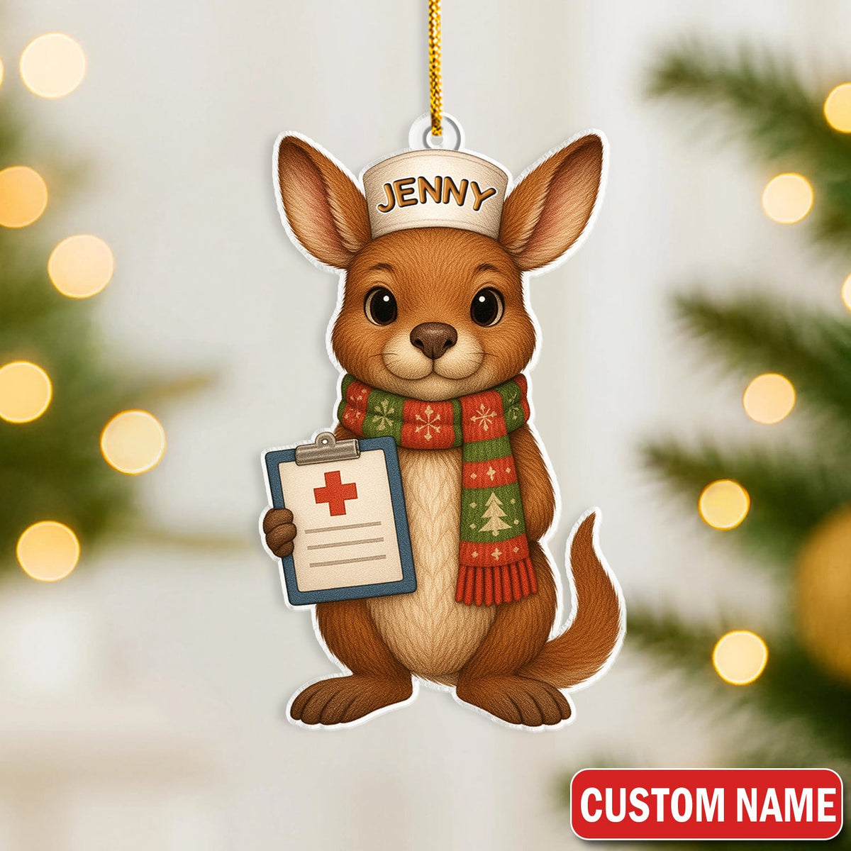 Personalized Aussie Kangaroo Nurse Christmas Ornament