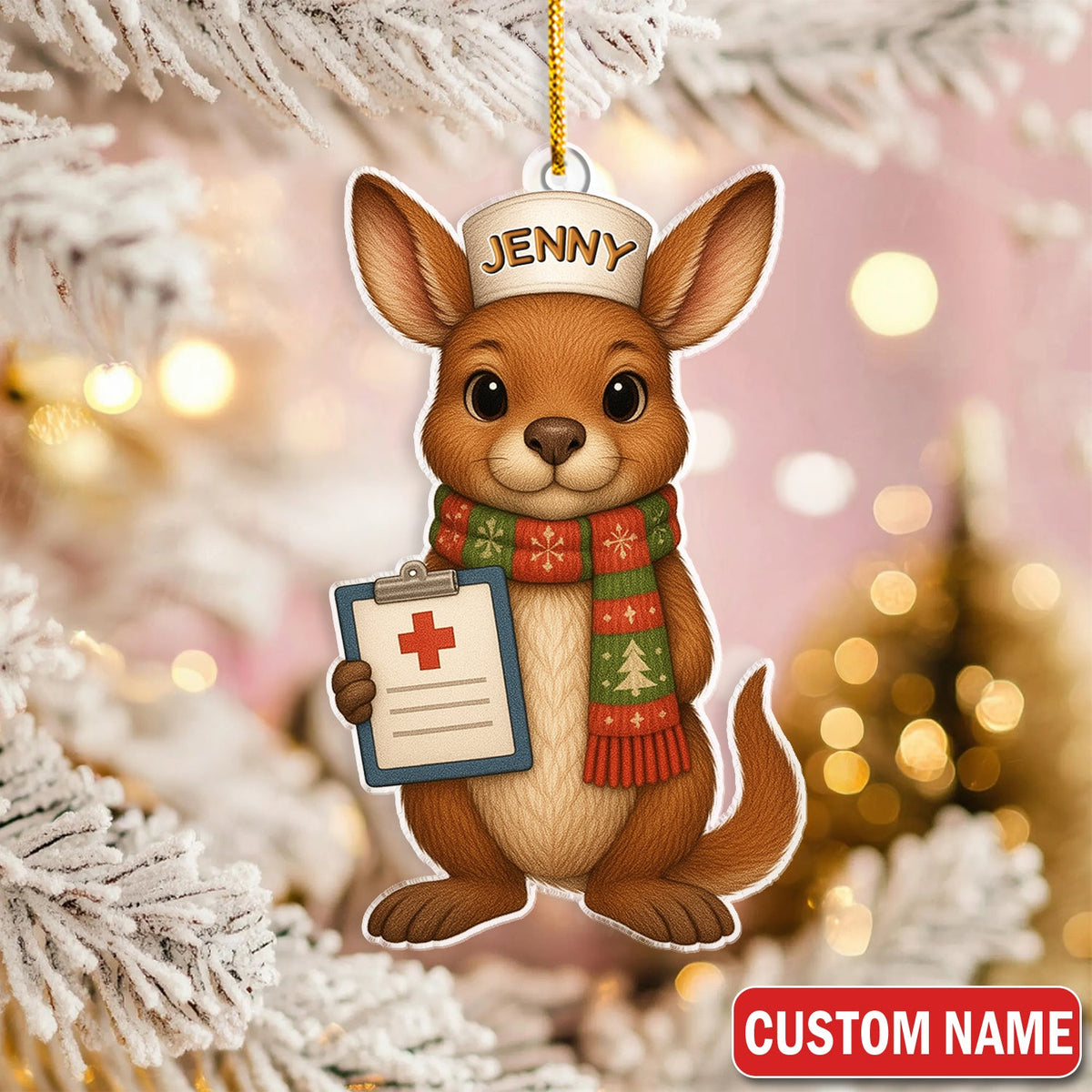 Personalized Aussie Kangaroo Nurse Christmas Ornament