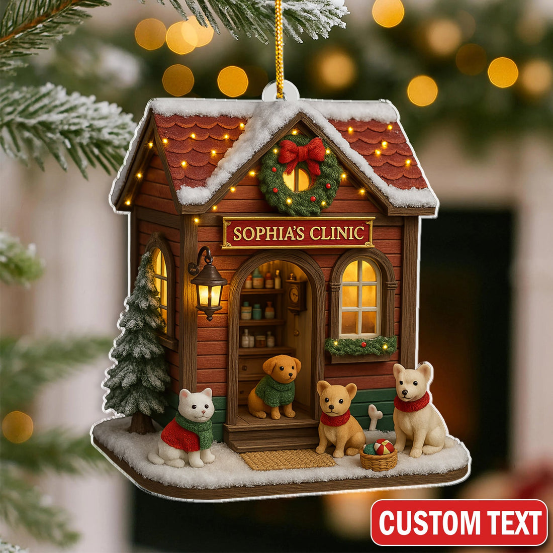 Personalized Veterinarian Clinic Christmas Ornament