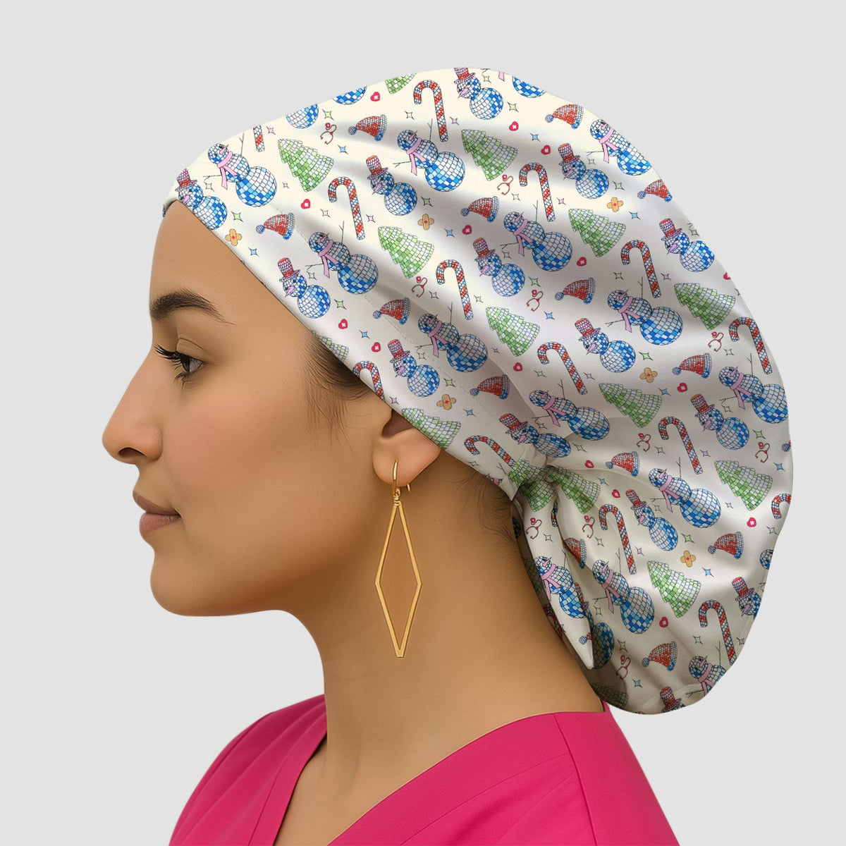 Christmas Snowman Scrub Cap