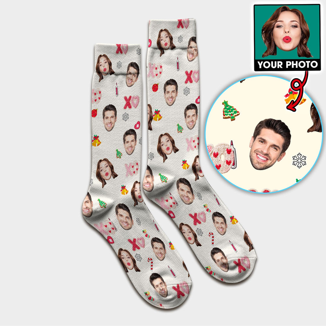 Personalized Photo Face Nurse Scrub Socks
