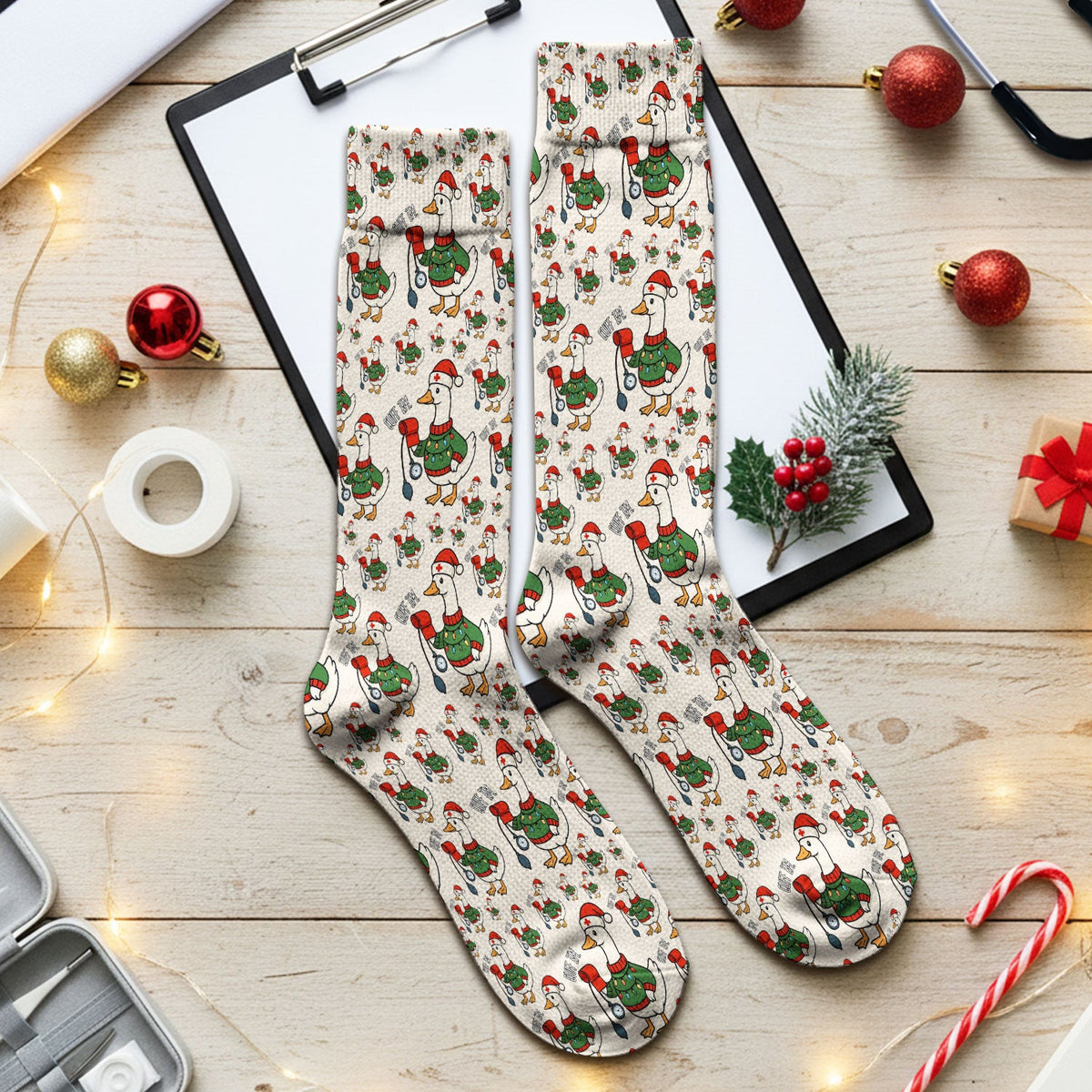 Christmas Duck Nurse Socks
