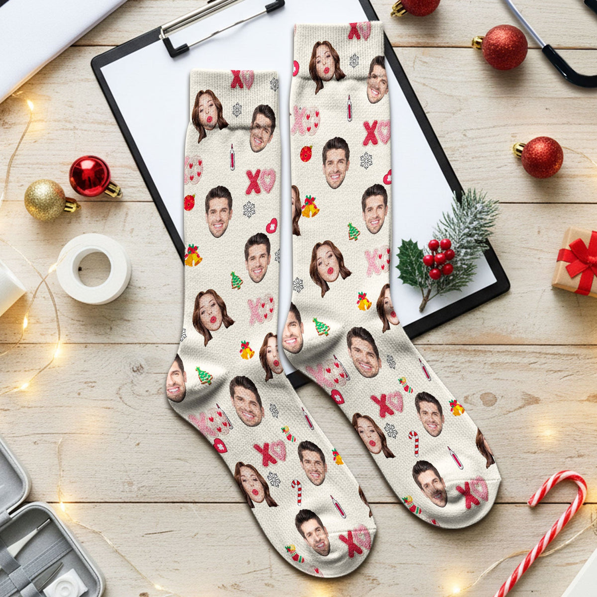 Personalized Photo Face Nurse Scrub Socks