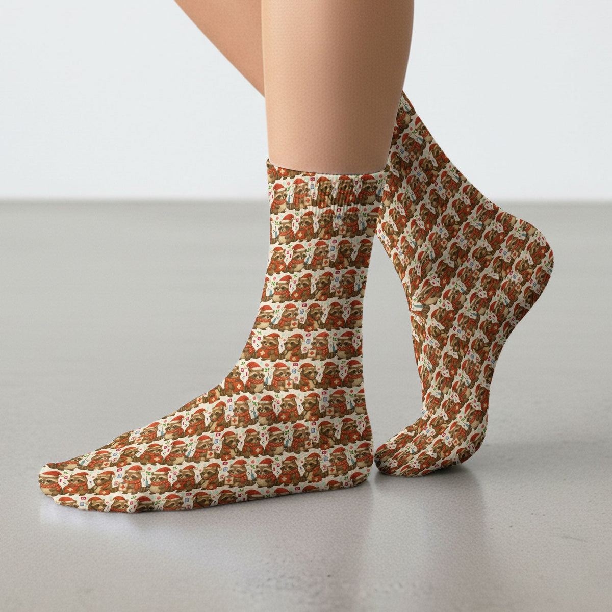 Christmas Raccoon Nurse Socks