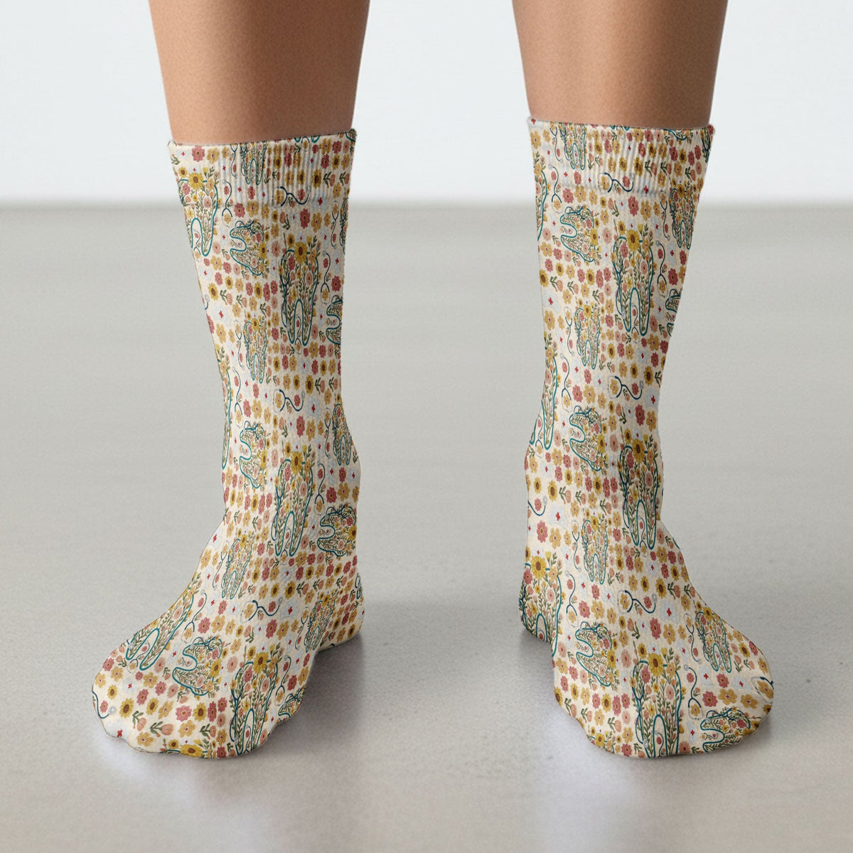 Boho Floral Tooth Nurse Socks - Christmas Gift