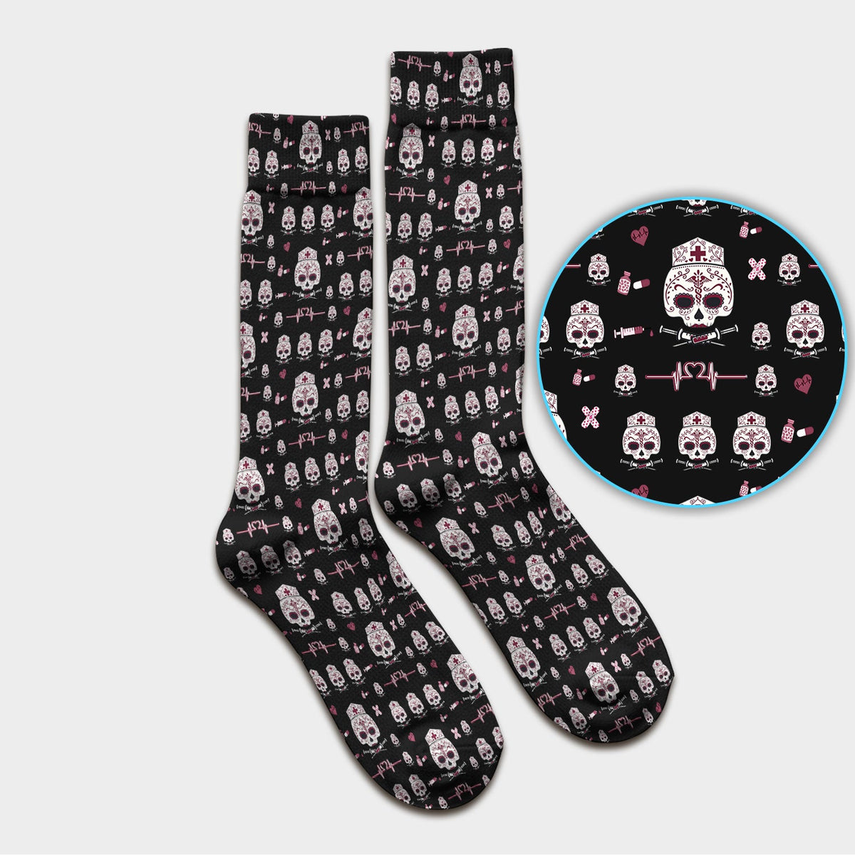 Sugar Skull Nurse Socks