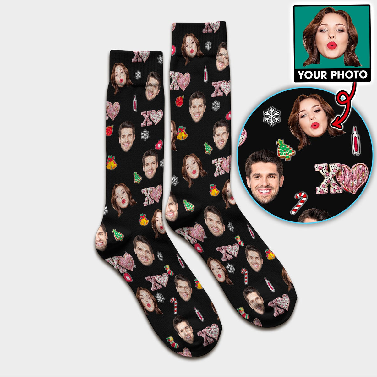 Personalized Photo XOXO Nurse Socks