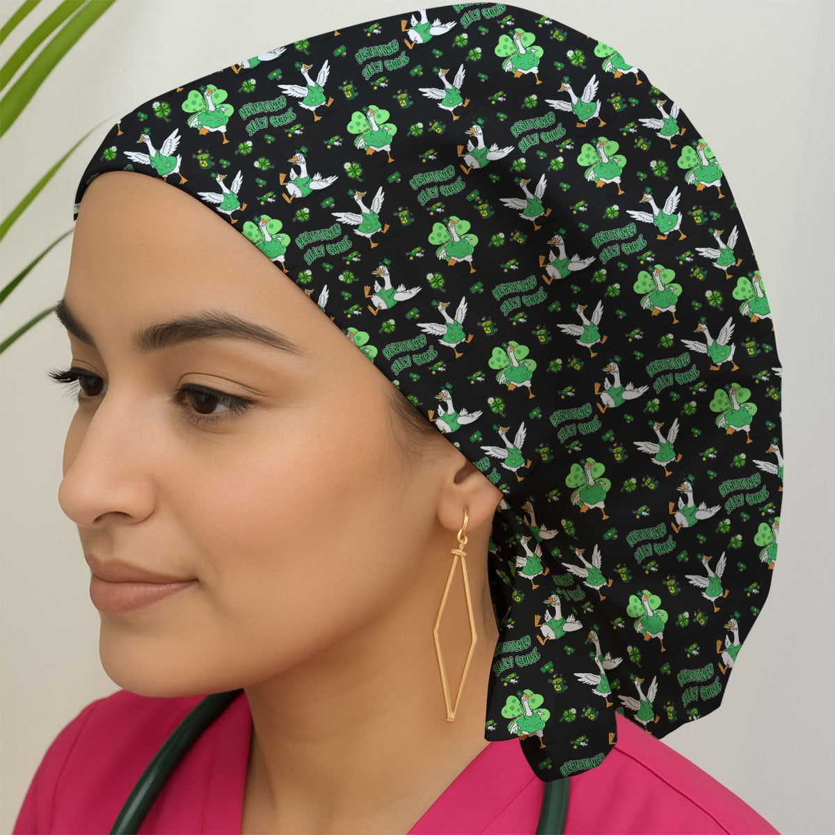 Silly Goose Shamrock Scrub Cap
