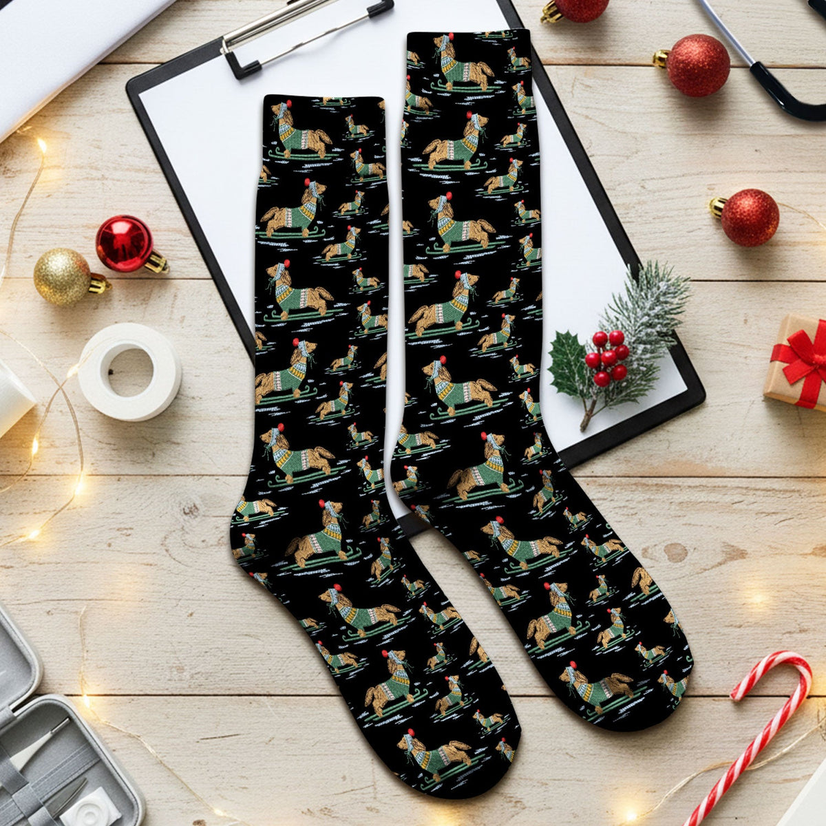 Dachshund Winter Nurse Socks