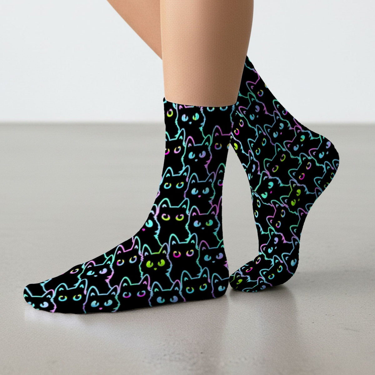 Neon Black Cat Nurse Socks