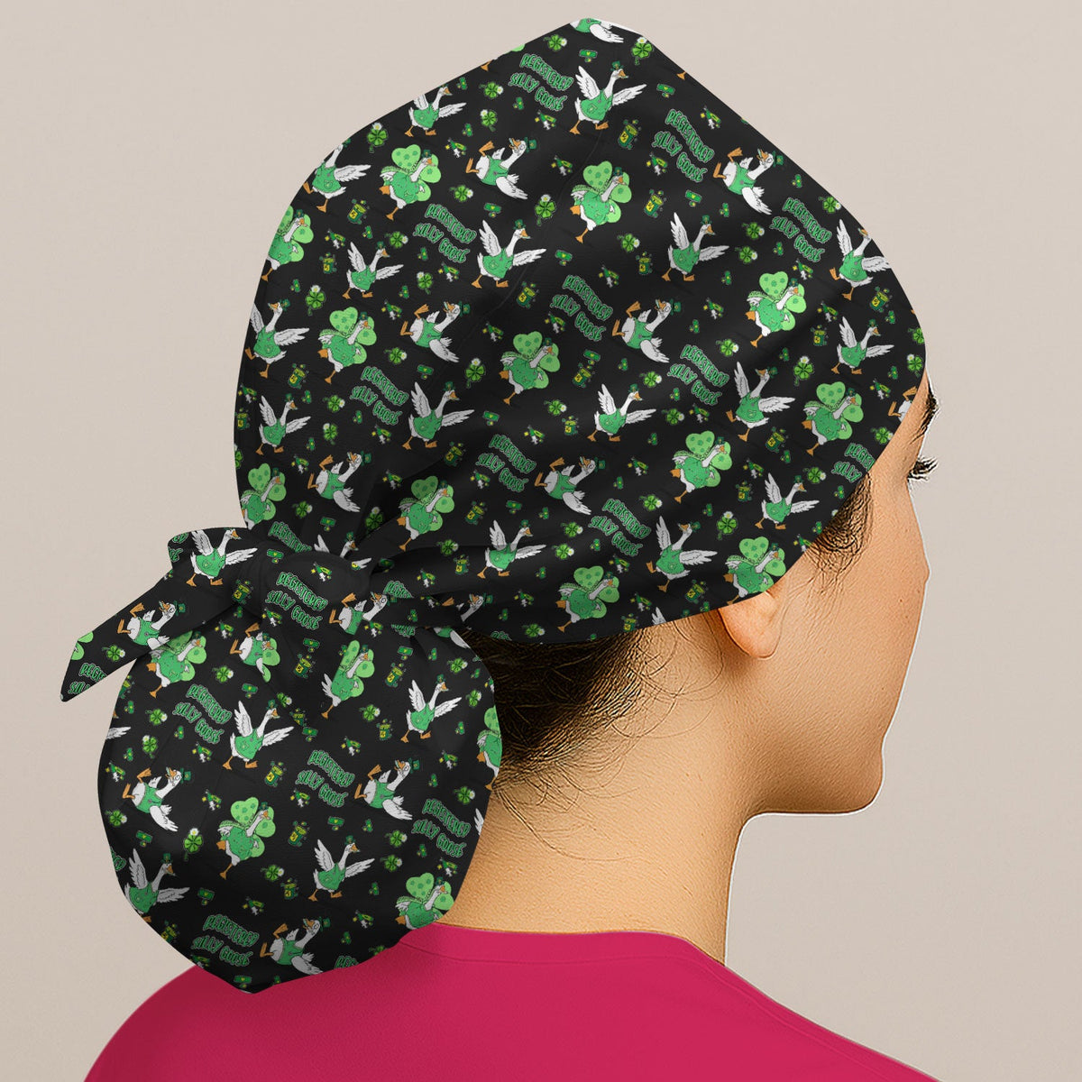 Silly Goose Shamrock Scrub Cap