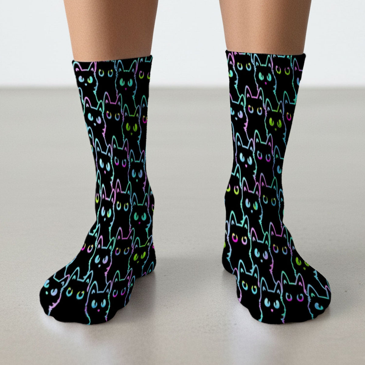 Neon Black Cat Nurse Socks