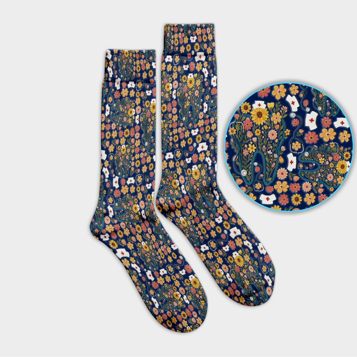 Boho Floral Tooth Nurse Socks - Christmas Gift