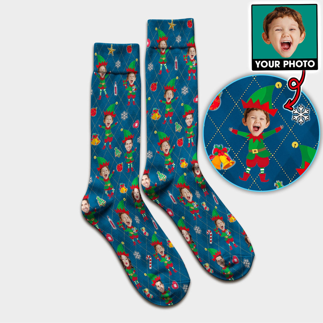Personalized Holiday Photo Face Nurse Socks