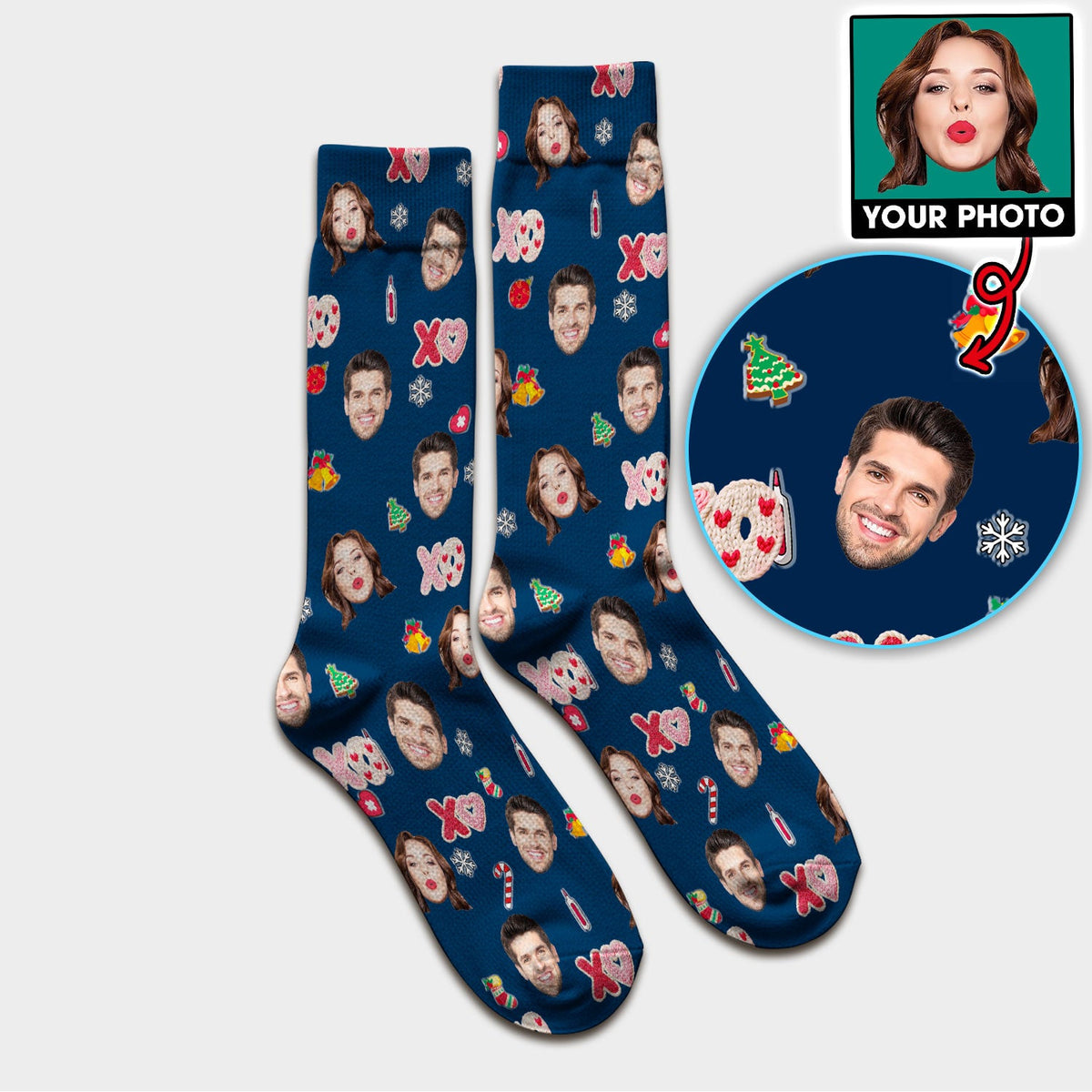 Personalized Photo Face Nurse Scrub Socks