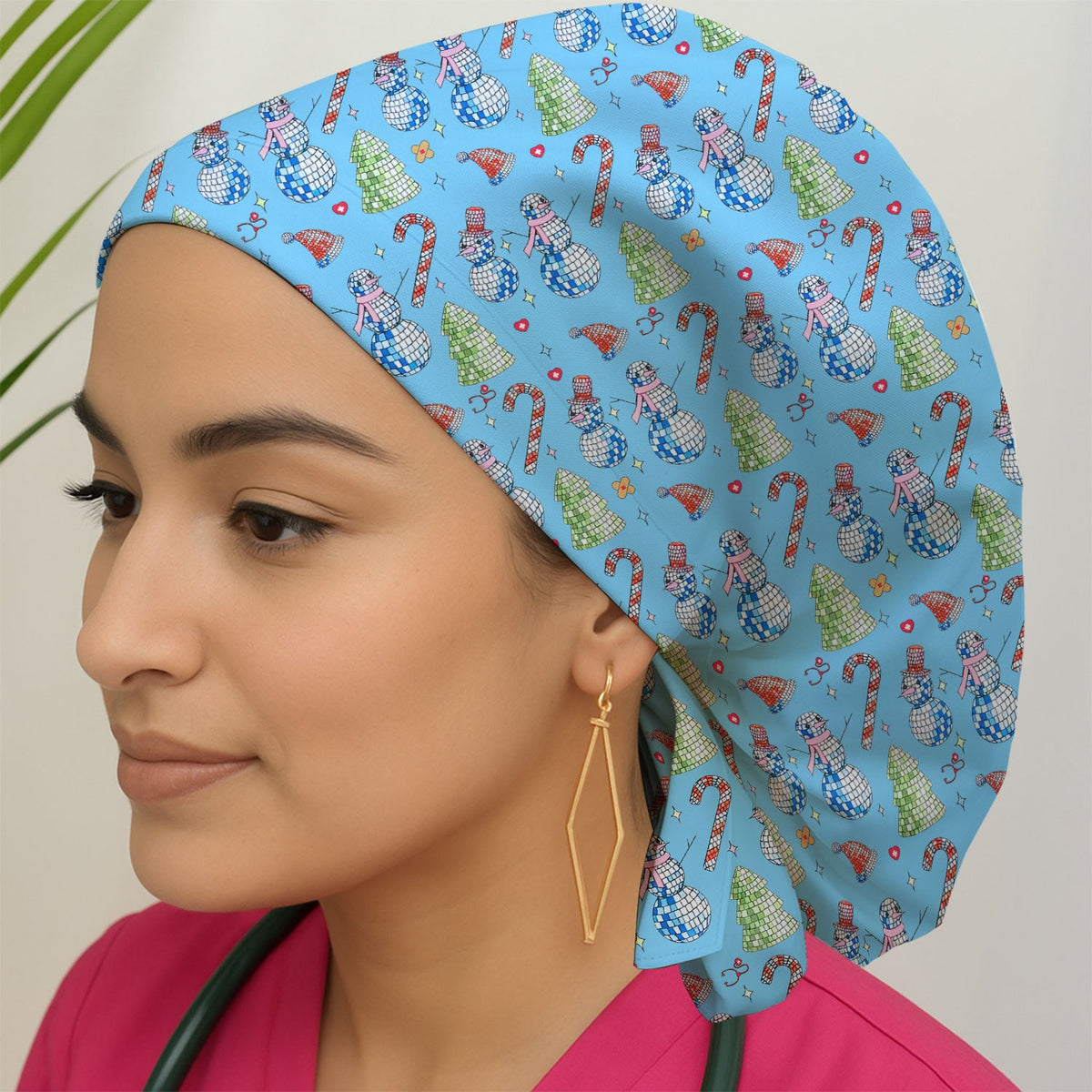 Christmas Snowman Scrub Cap