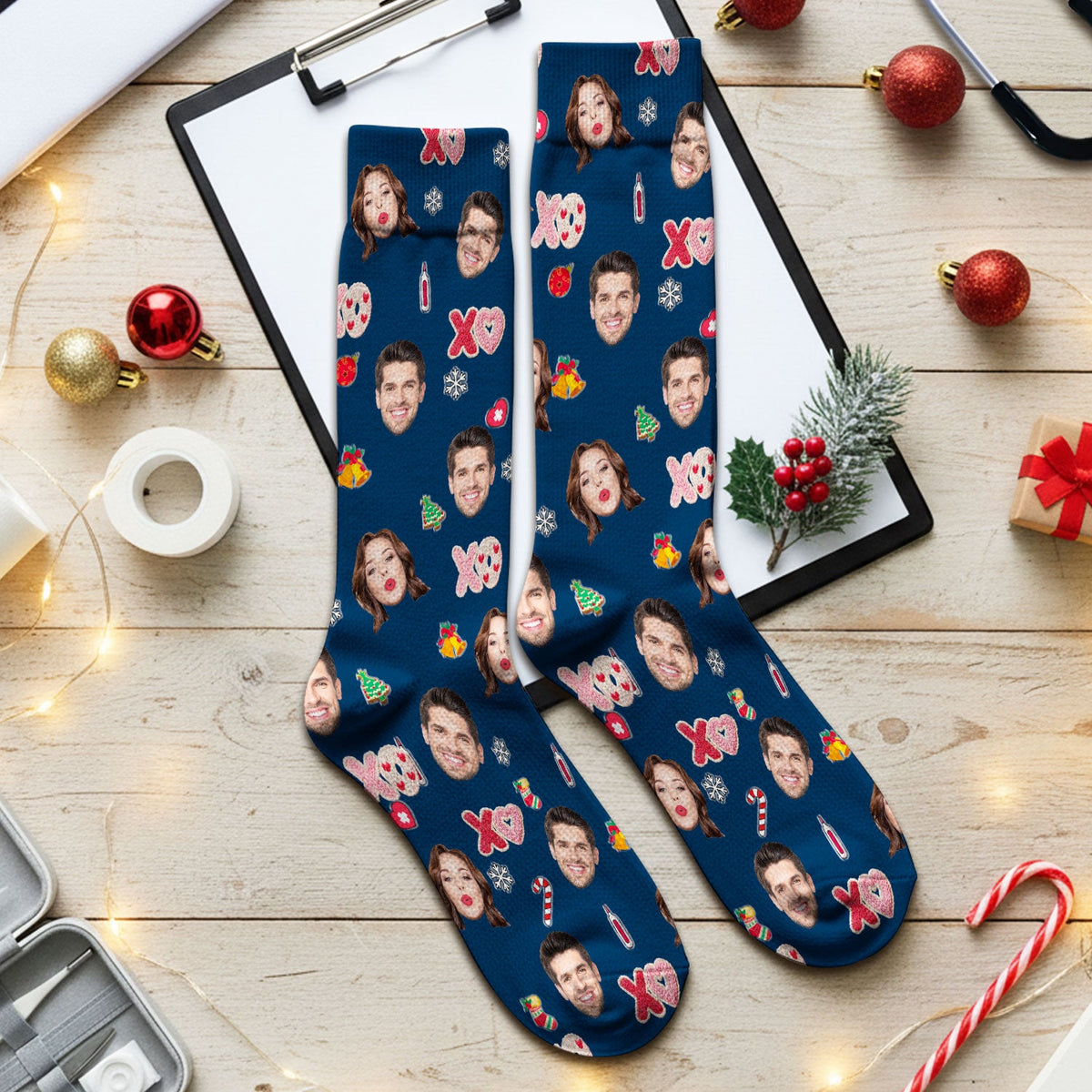 Personalized Photo Face Nurse Scrub Socks