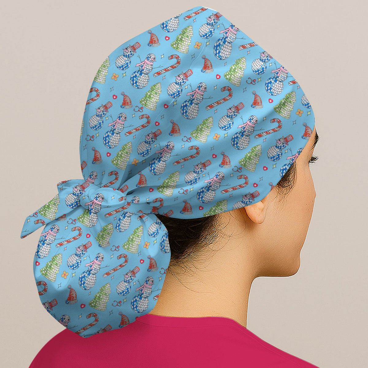 Christmas Snowman Scrub Cap