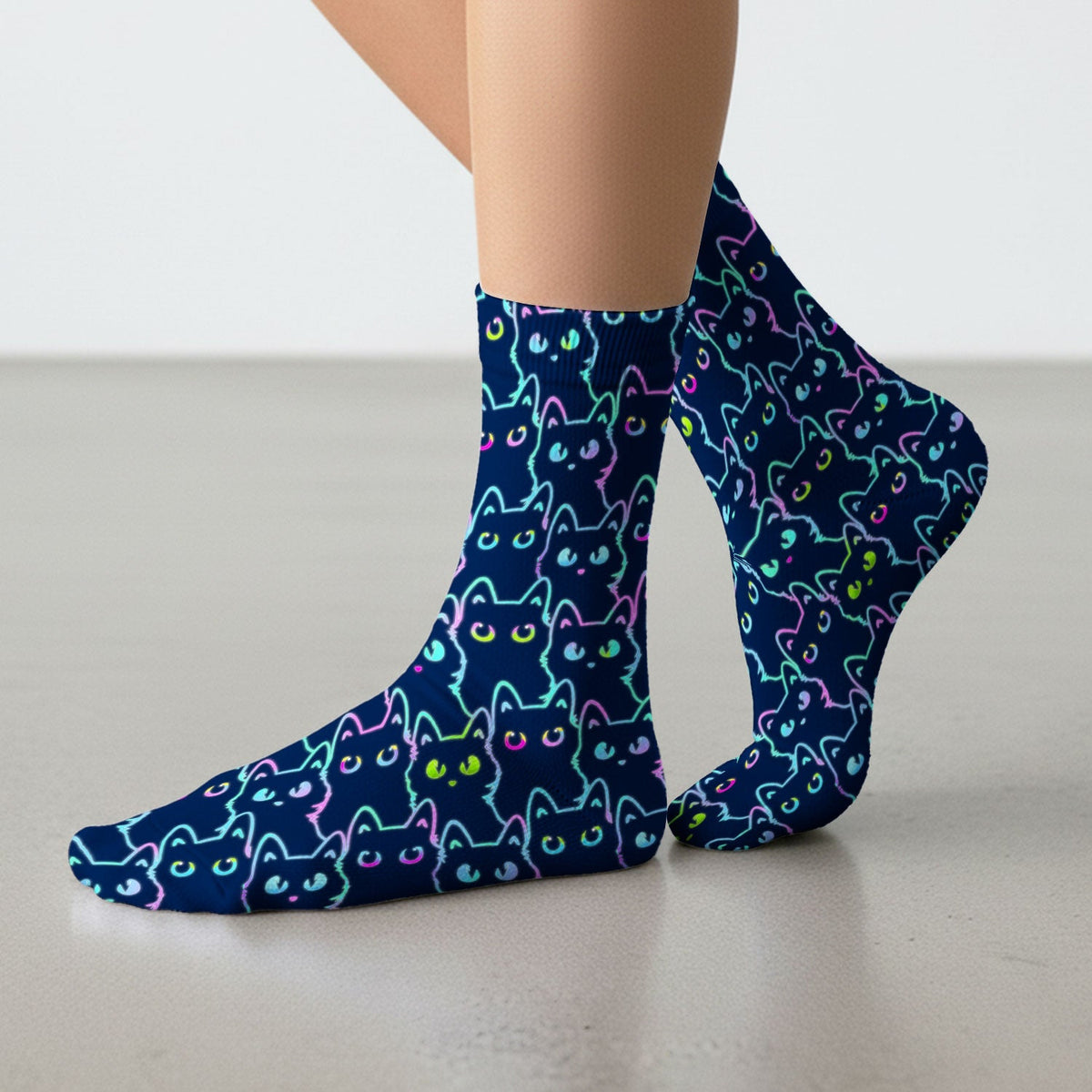 Neon Black Cat Nurse Socks